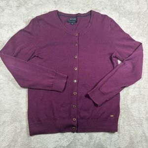 Tommy Hilfiger Cotton Cardigan Sweater Medium NWT Burgundy Workgorp